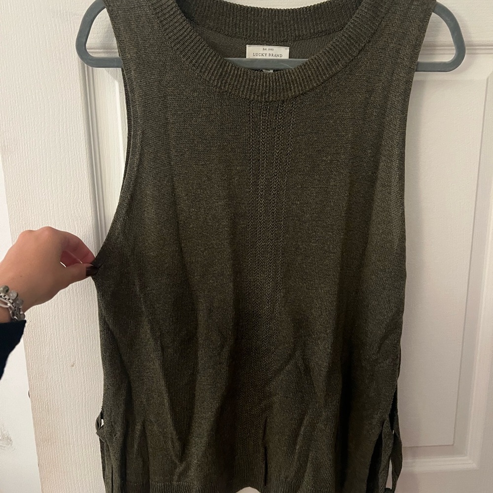 Lucky Brand Khaki Sleeveless Tank Top